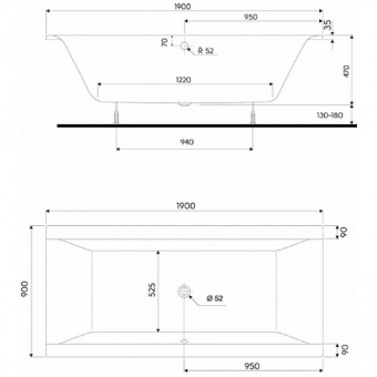 Акриловая ванна 190х90 KOLO Clarissa XWP2690000  - Вид №4