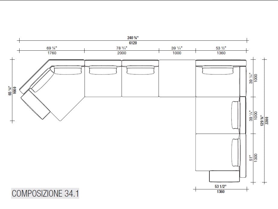 Угловой диван из ткани с полуостровом Lema Venise ARCH-00125173 - Вид №55