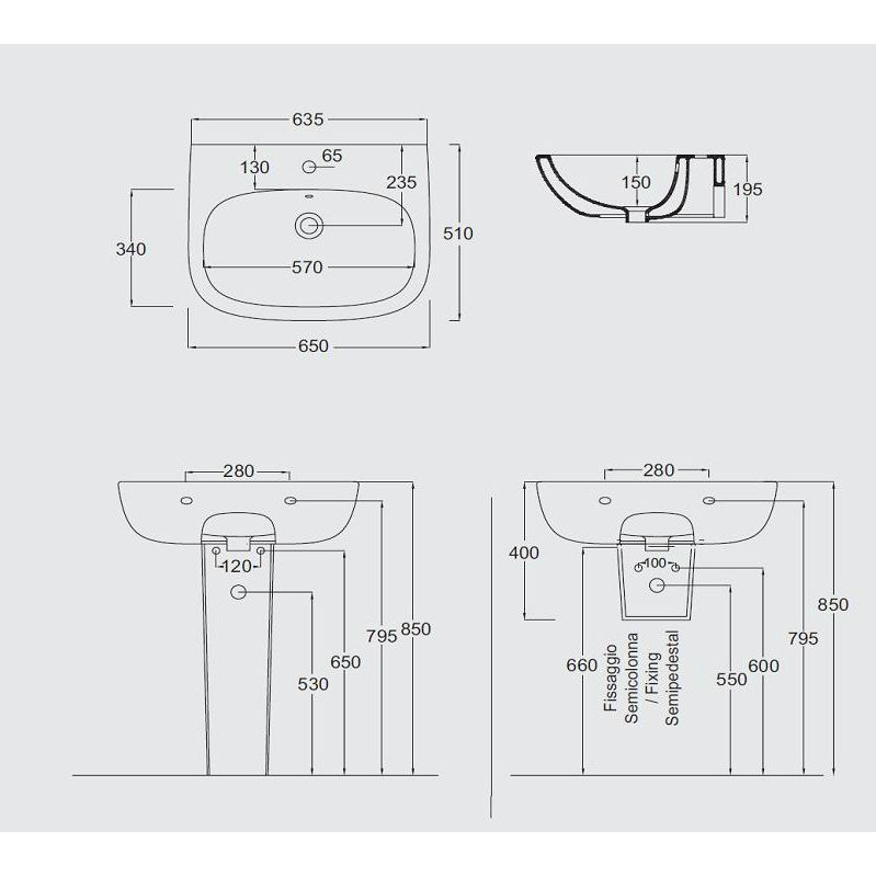 20256 Подвесная раковина настенная овальная Ceramica Hidra MY new! белая - Вид №3