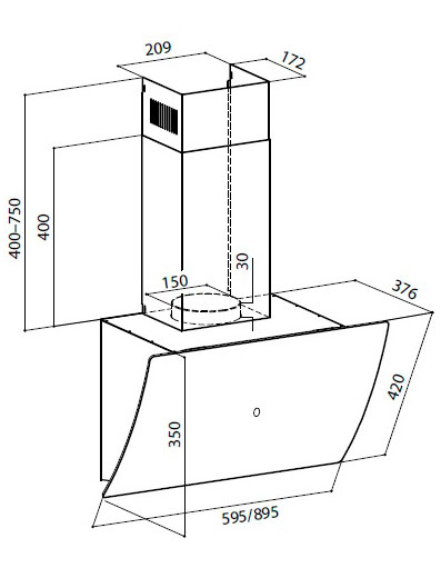 8171863 Вытяжка наклонная LEX PLAZA GS 600 белый STDN-0014104 - Вид №12
