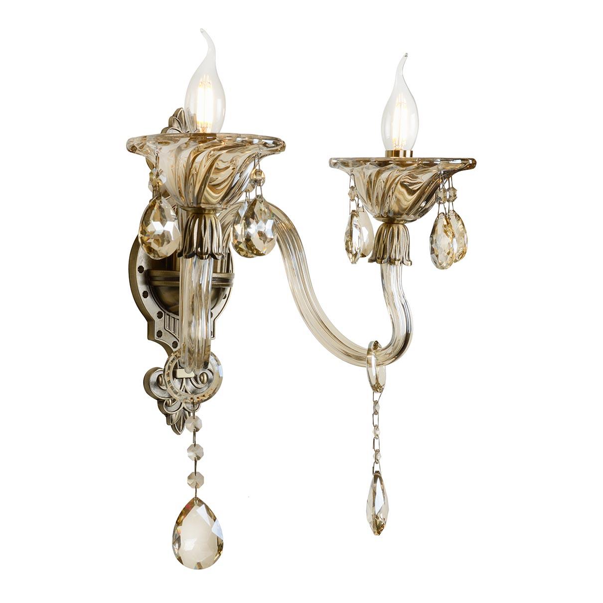 Бра на 2 лампы с подвесками бронзовое Asia 61082/2 BR ILAMP СВЕЧА 00-3949151 Бронза;прозрачный  - Вид №2