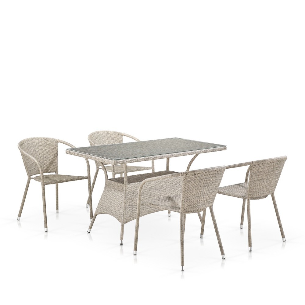 T198D/Y137C-W85 Latte 4Pcs Комплект плетеной мебели T198D/Y137C-W85 Latte (4+1) Afina 