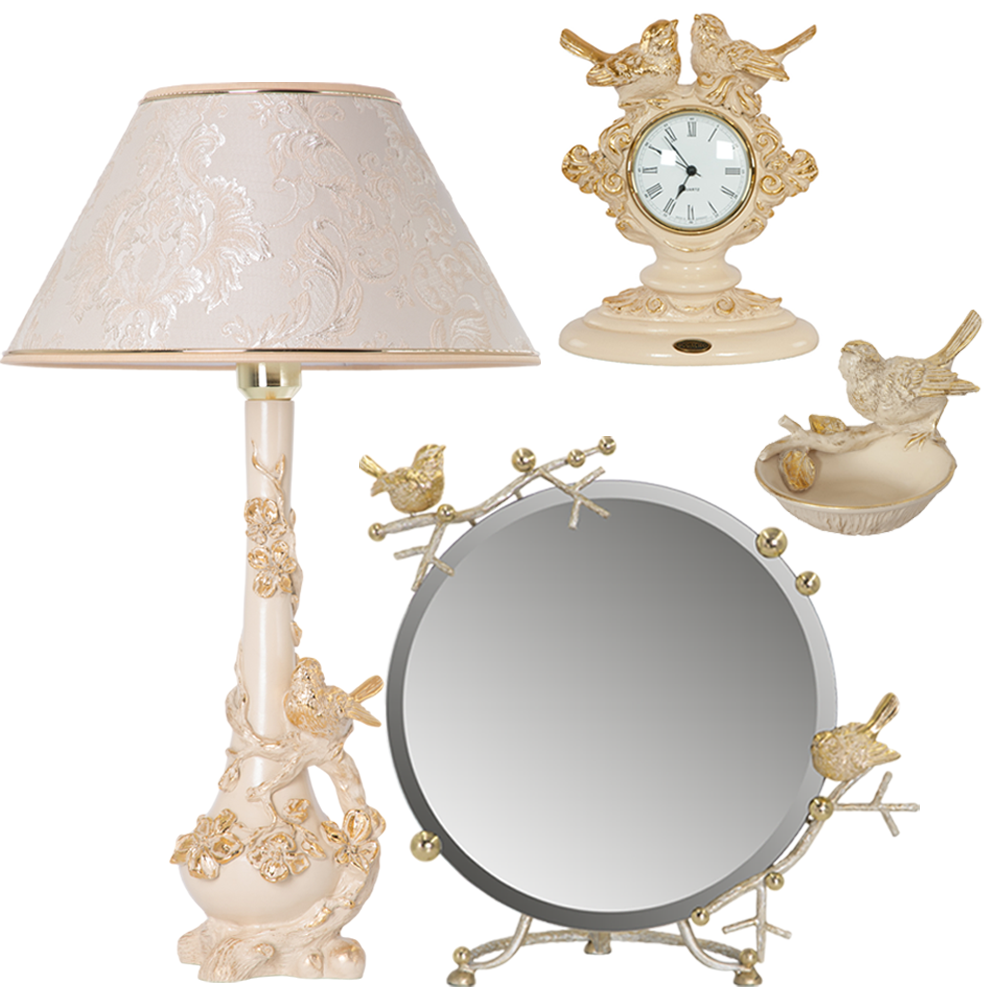 32141,34082,22639,43012,79029 Комплект Птички из 5-ти предметов декора BOGACHO 4627179659974, 4627196590922, 4627163962394, 4627163961649, 4627196590373