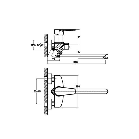 Orange Flipo M23-211cr однорычажный смеситель для ванны/душа Хром sun-id-1516819 - Вид №1