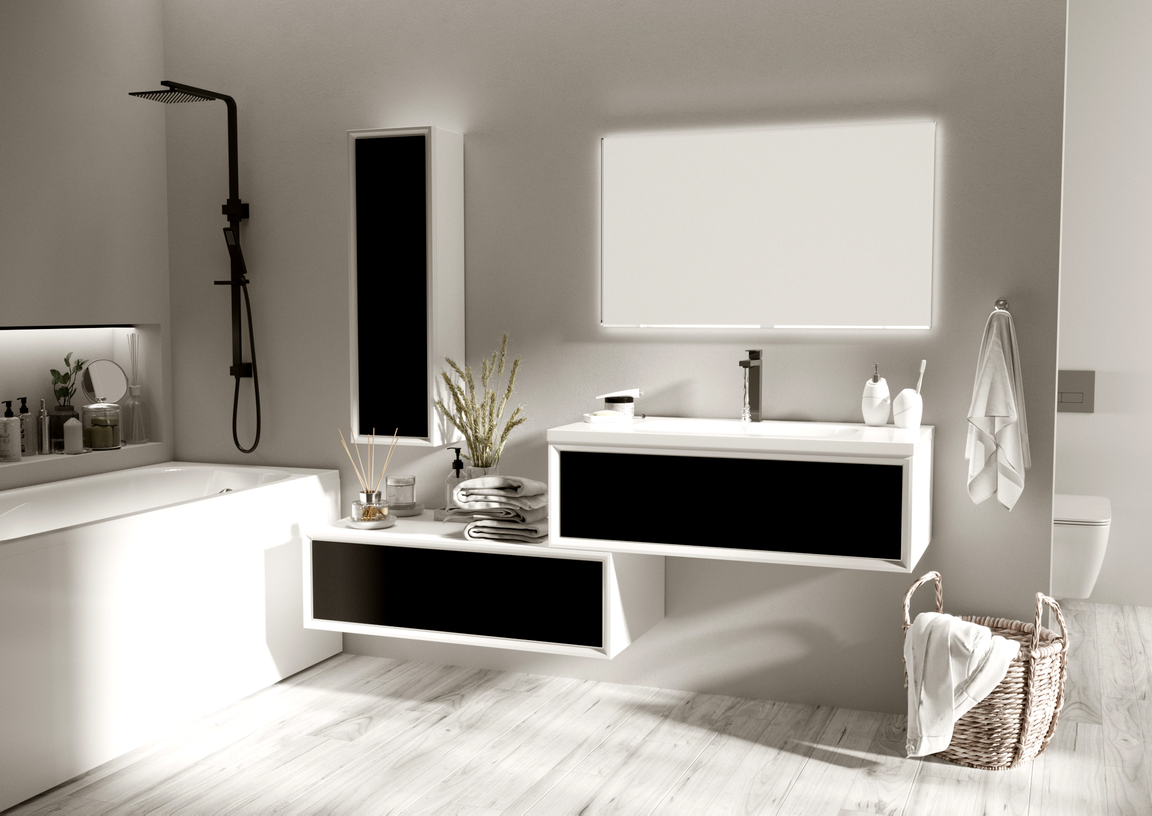 У83573 Тумба Milacco 100П 1в.я. Classic Black (низ) 1 Marka 