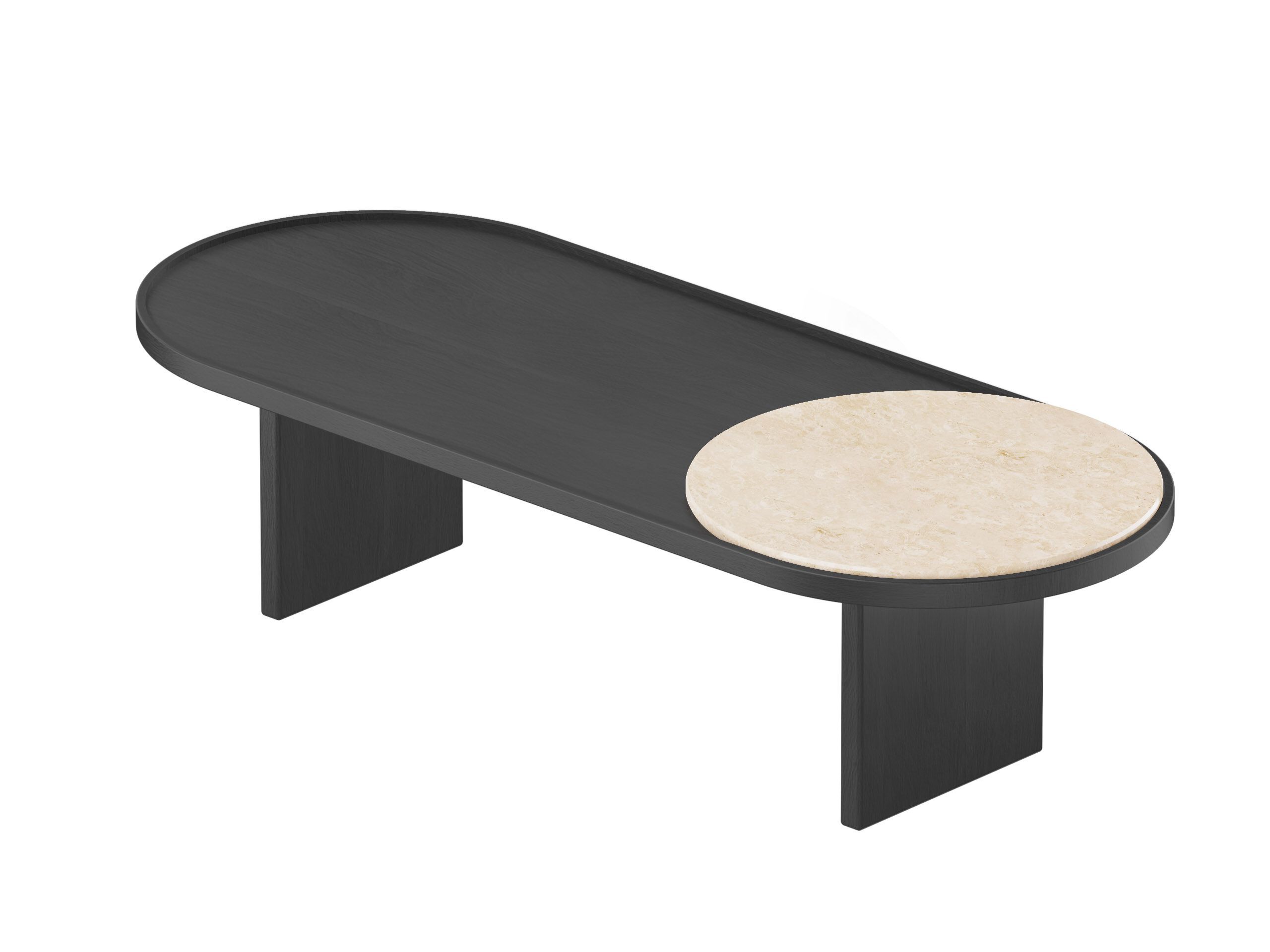 Овальный журнальный столик из дерева и травертина Noah Living Piet ARCH-00022093 - Вид №2