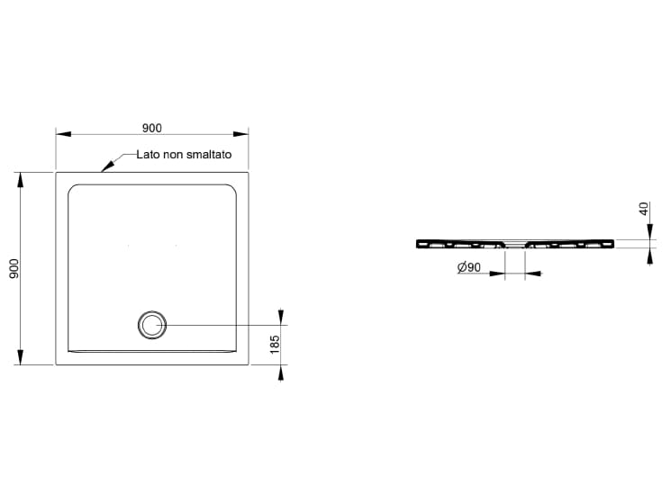 Керамический нескользящий квадратный поддон для душа Ceramica Dolomite SQUASH ARCH-00031394 - Вид №4