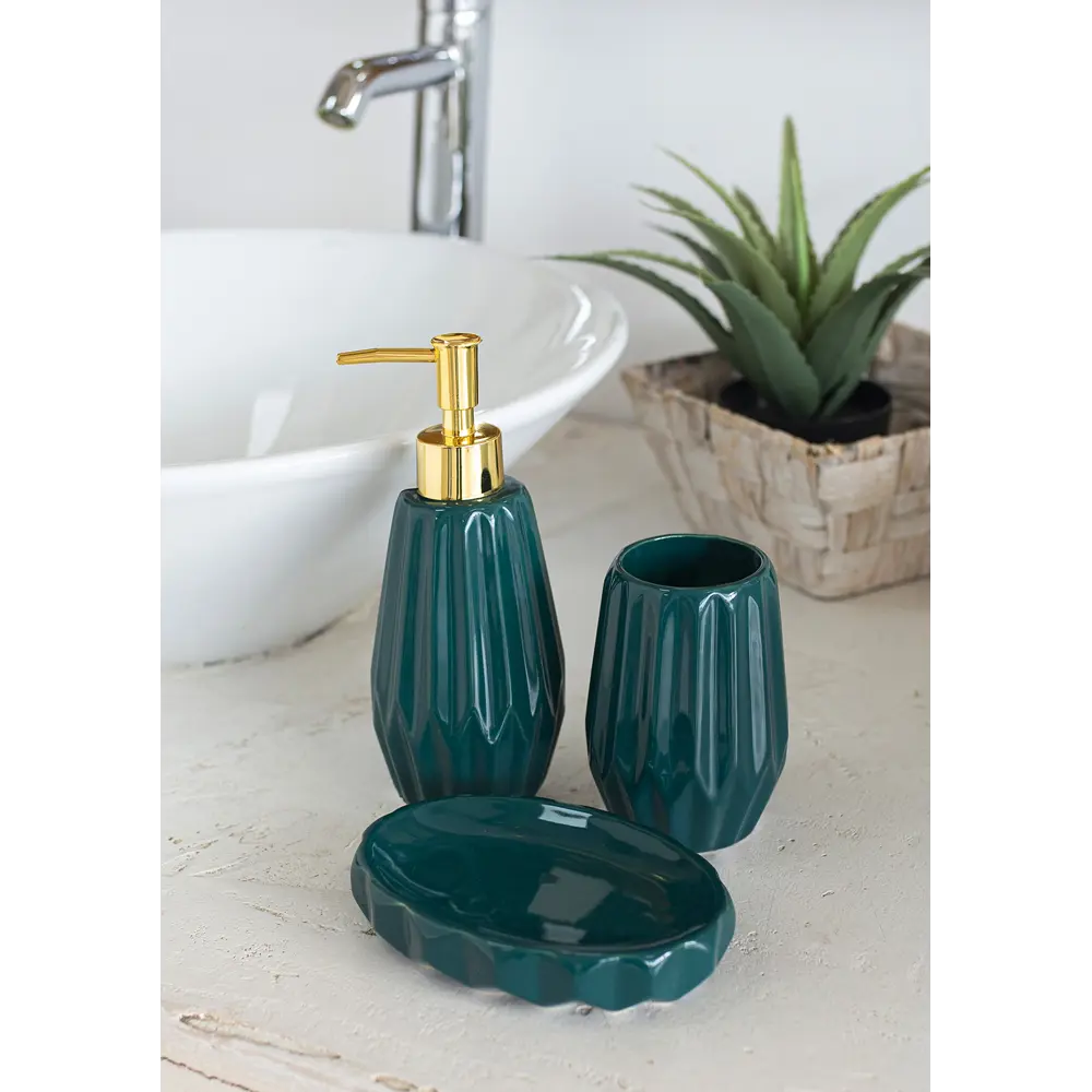 Мыльница Emerald керамика цвет изумрудный PROFFI HOME STLM-2163156 - Вид №3