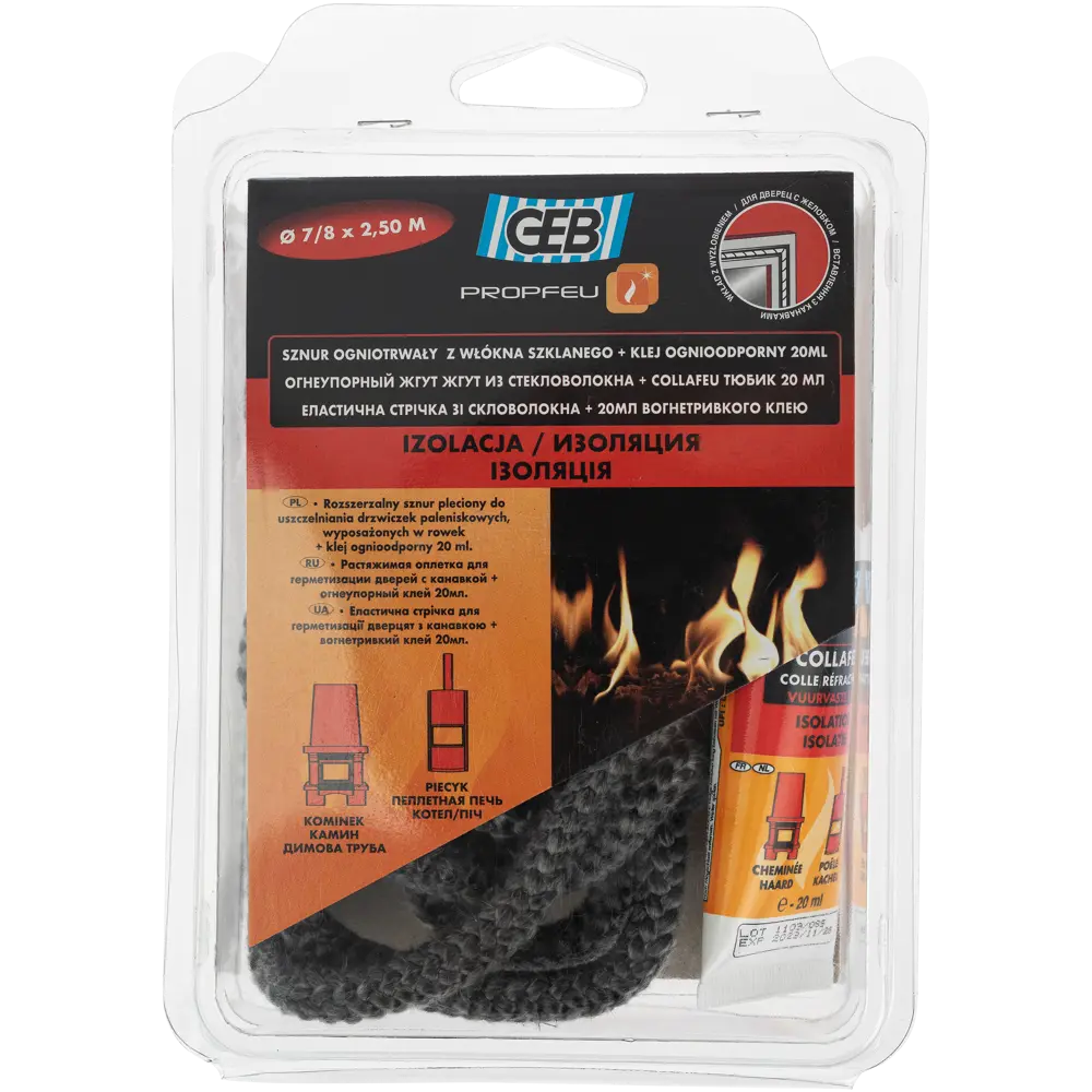 Набор жгутов для топок 7/8 мм х 2.5 м + клей 20 г GEB STLM-2016008