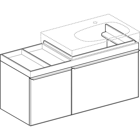 500.562.JI.1 Шкафчик для раковины Geberit Citterio, с двумя выдвижными ящиками и полкой Geberit  - Вид №12