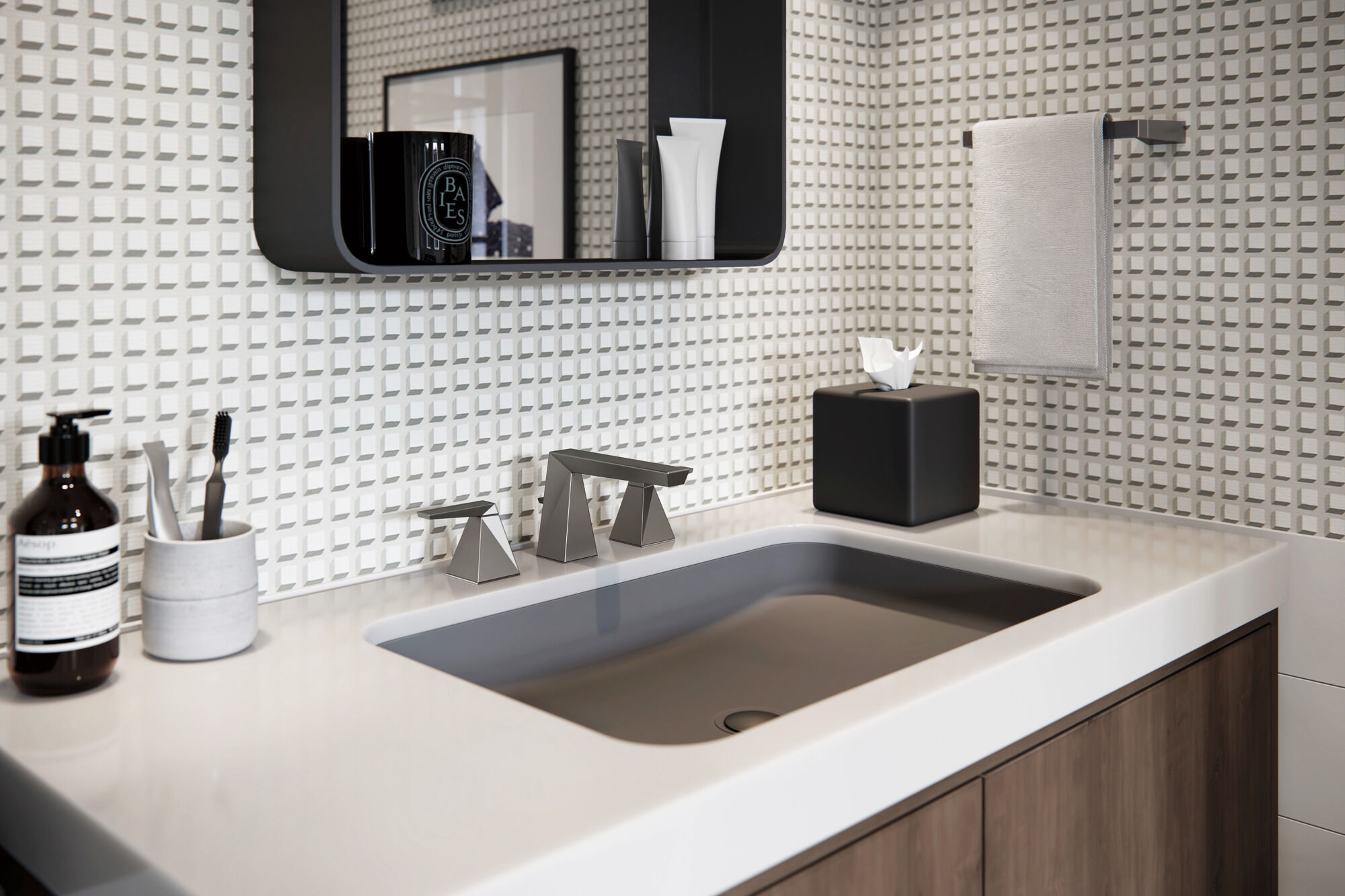 35543-KSMPU-DST Смеситель для ванной комнаты с двумя ручками Delta Faucet Trillian Черный нержавеющий  - Вид №1