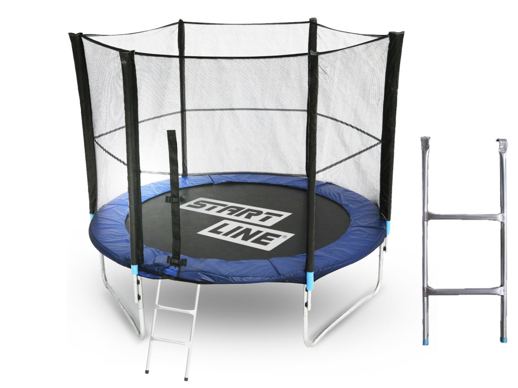 Батут start line fitness 10 футов с внешней сеткой и лестницей Start Line Fitness sun-id-2068987