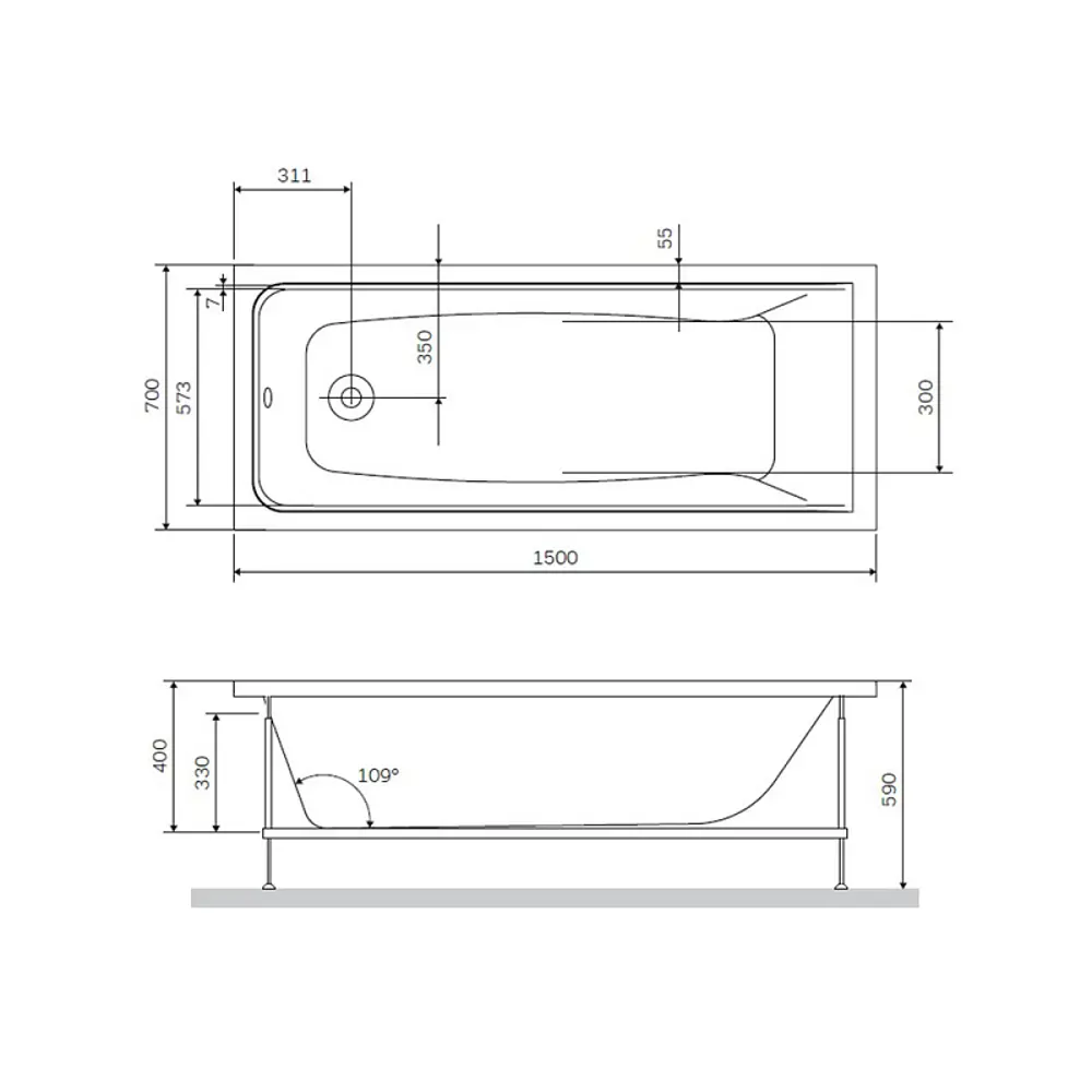 Ванна AM.PM Moxie W9MA-150-070B-A акриловая 150x70 см 87088846 STLM-2161802 - Вид №6