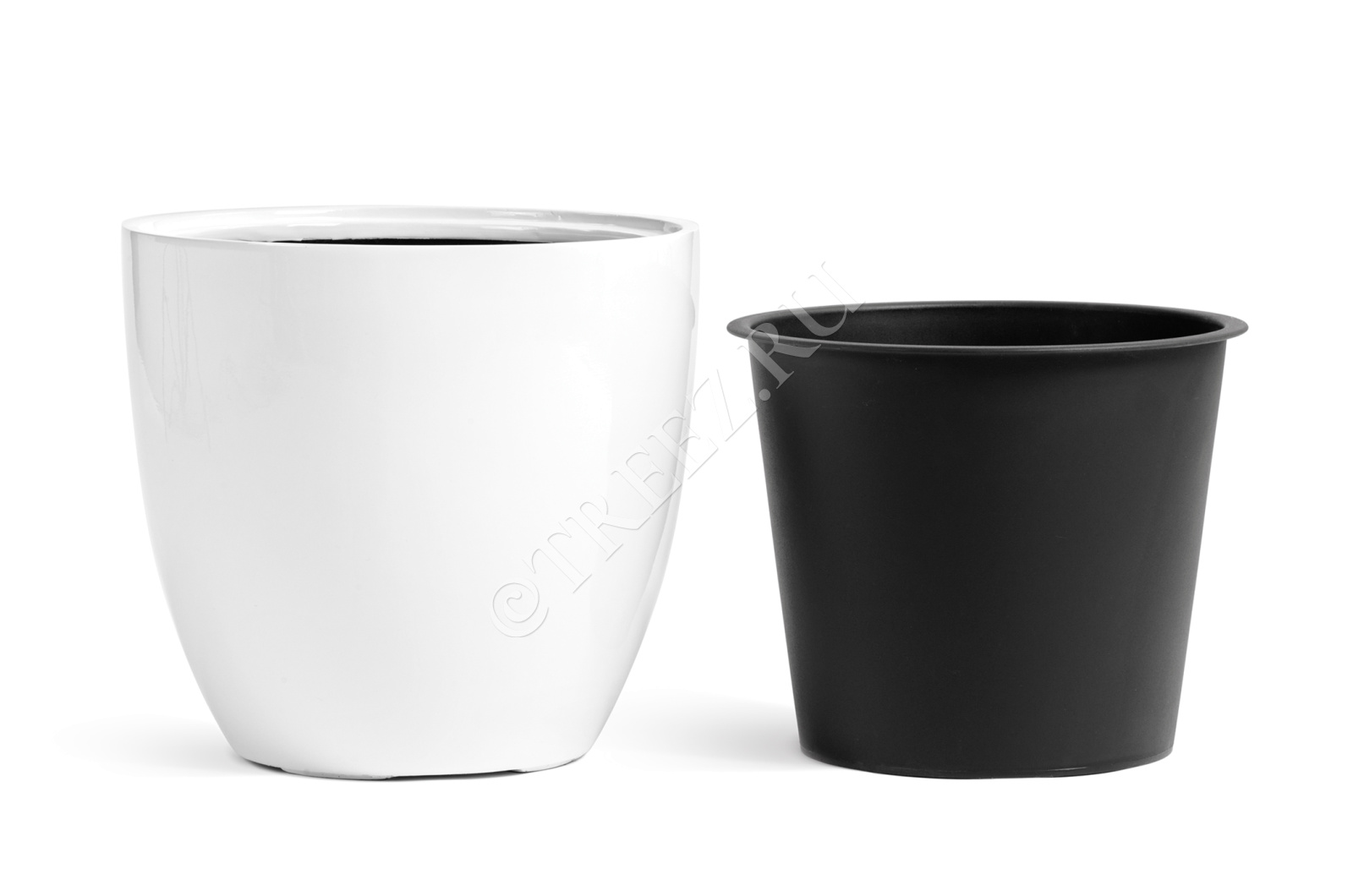 41.3320-05-032-WH-40 Кашпо  Effectory - серия Gloss - Округлый конус - Белый глянцевый лак Цветочная коллекция  - Вид №2