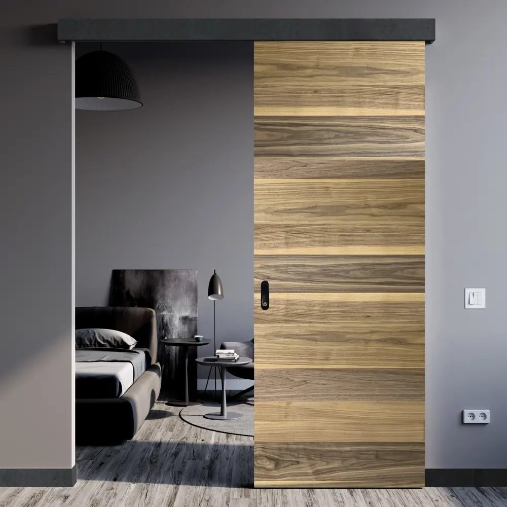 Дверь межкомнатная глухая Loft 60x200 см шпон цвет американский орех с замком и петлями 85325427 STLM-2085593 МАРИО РИОЛИ  - Вид №6