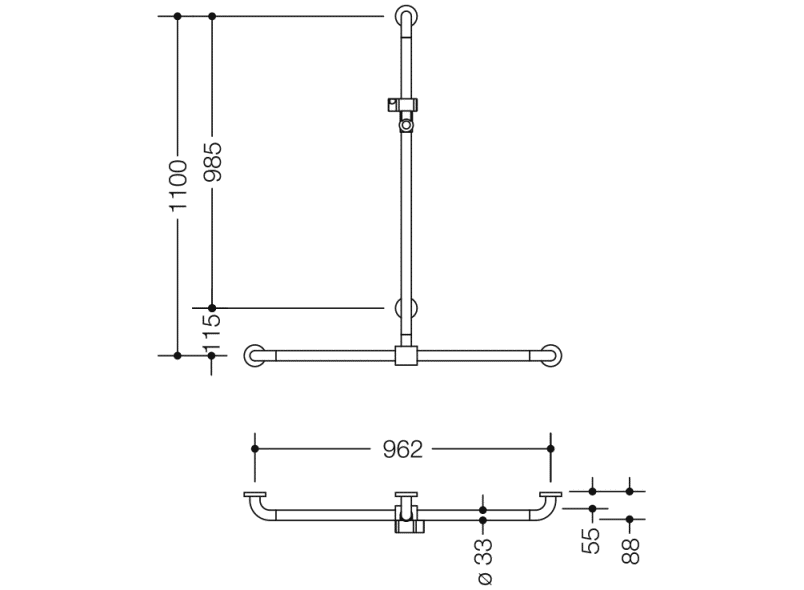 801.35.410 Поручень для душа с выдвижным держателем для душа HEWI Greifen  - Вид №1