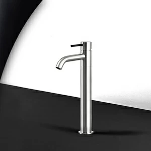 Смеситель для раковины сталь матовая с черной ручкой Toki Radomonte TKS3SCIL12