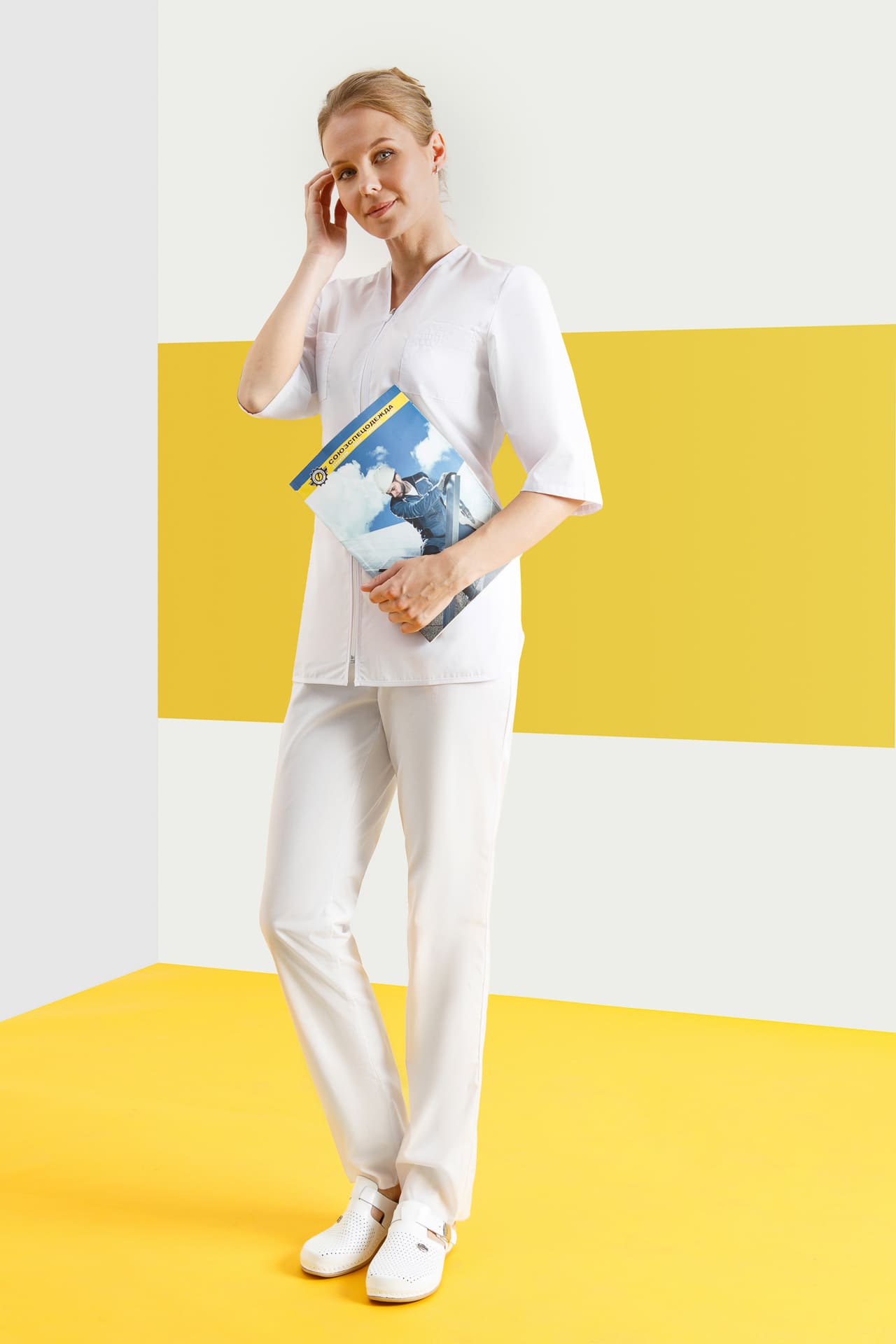 66055 Брюки "Сервис" белые  Медицинская одежда  размер 62/158-164 Спецодежда  - Вид №3