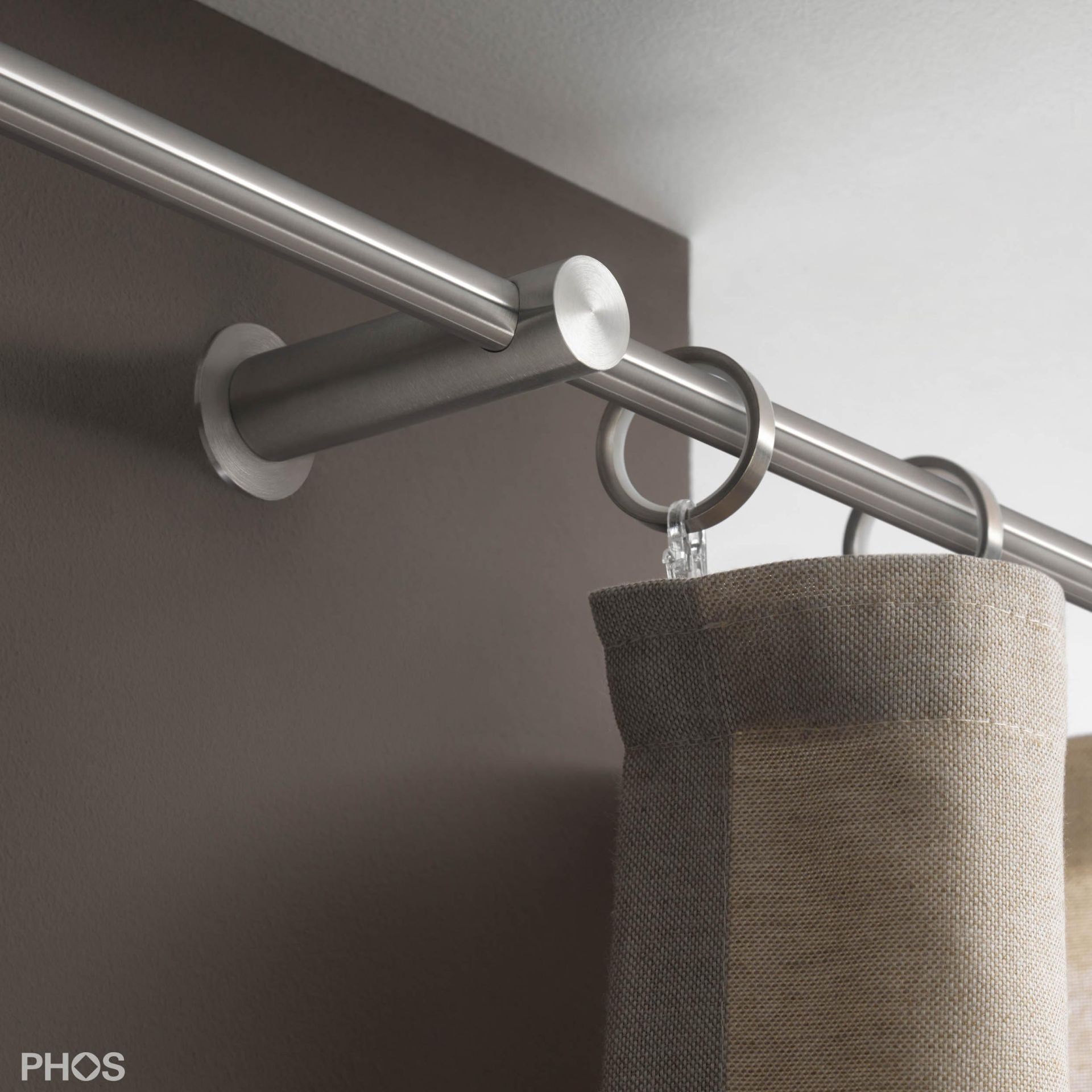 VS20-80-2200 Комплект карнизов: 220 см с 2 держателями и 1 держателем для карниза в качестве центральной опоры (недалеко от стены) PHOS  - Вид №2