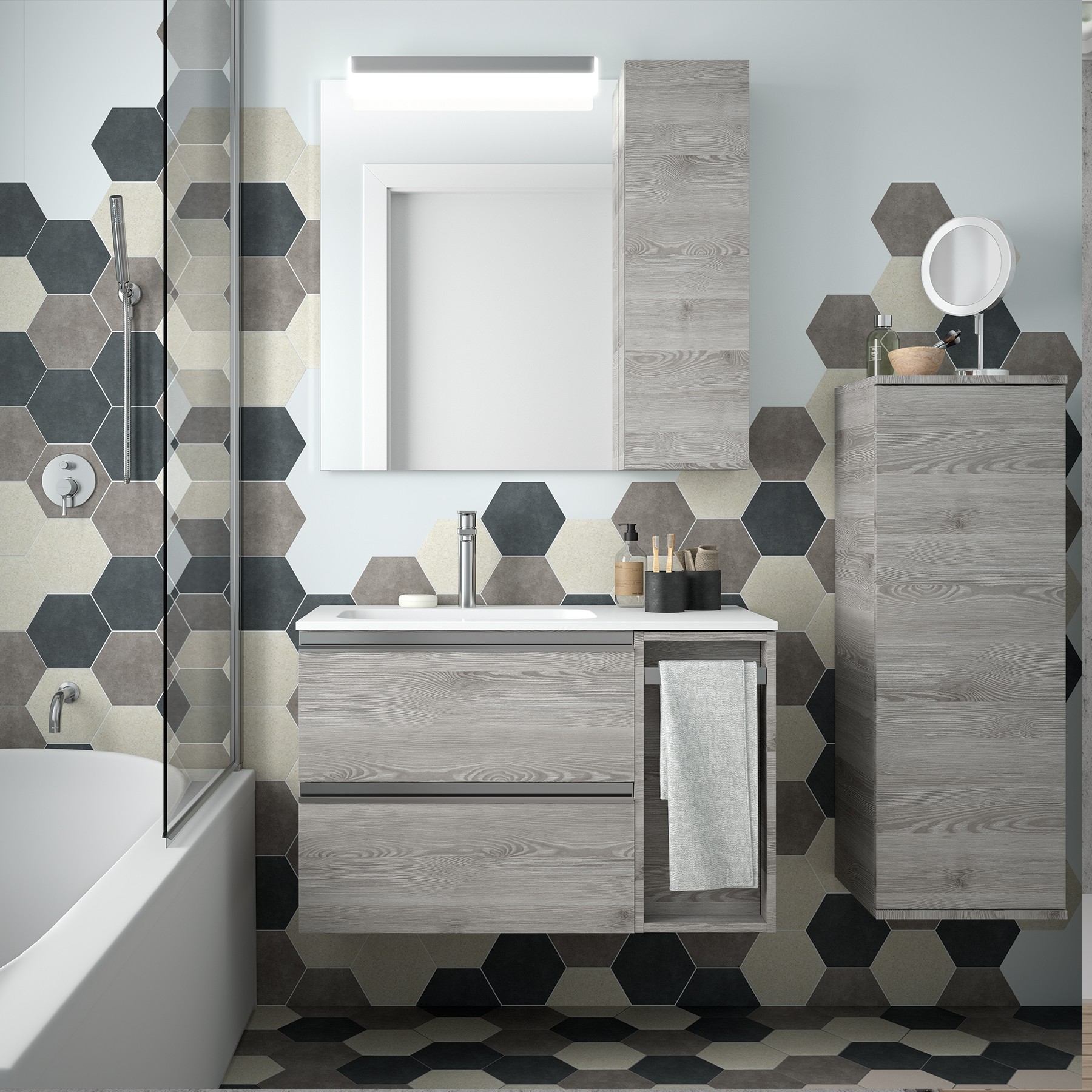 22908 SALGAR Модуль АЛЬЯНС 250 двусторонний 1 дверный BAY PINE 250 x 800 x 162 мм Лавровая сосна  - Вид №1