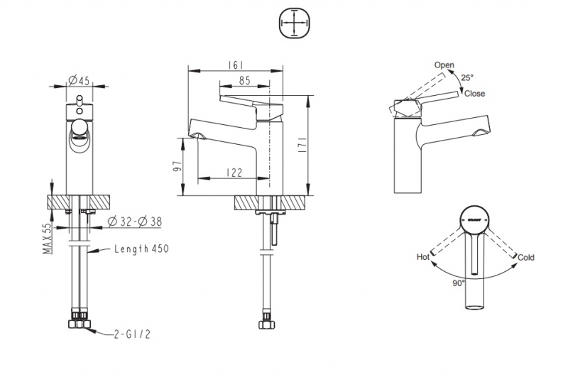 Смеситель для умывальника PALACE F1172217CP-RUS bravat - Вид №1
