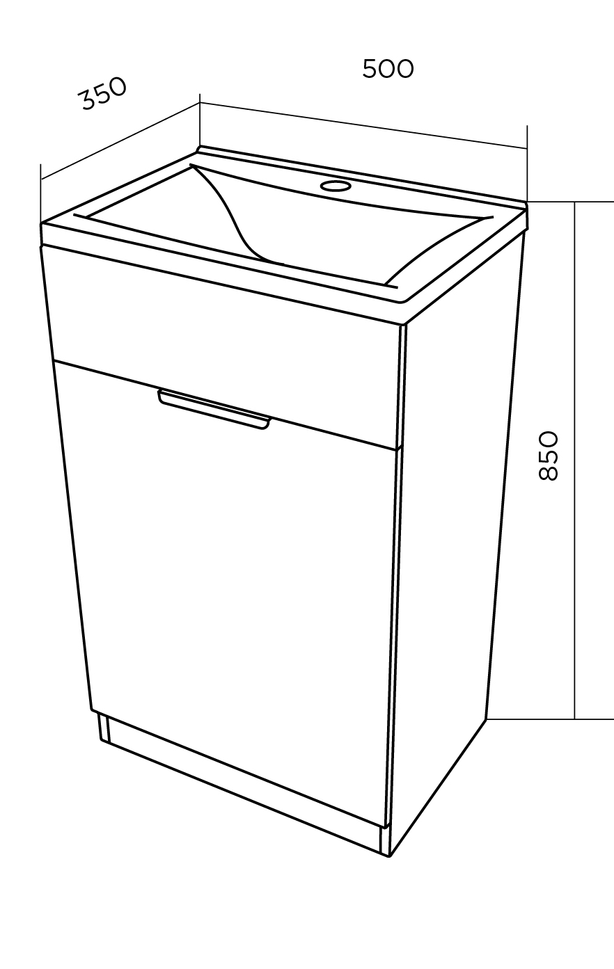 У99085 Тумба с раковиной Revo 50Н 1д. Бетон светло-серый 1 Marka  - Вид №3