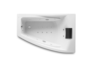 A248187001 Правосторонняя асимметричная угловая ванна из акрила с джакузи Total и сливным гарнитуром ROCA Hall