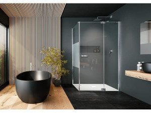 Стеклянная угловая душевая кабина с распашной дверью