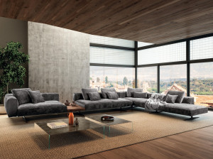 Угловой диван из ткани