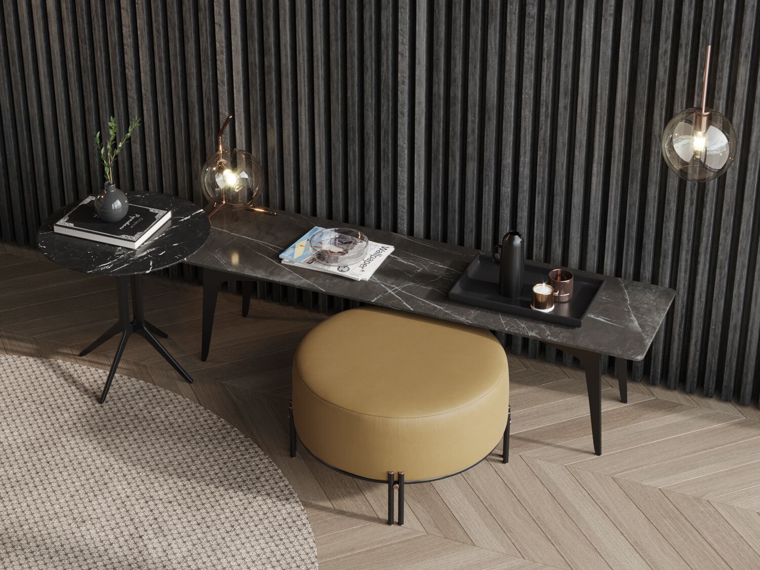 Круглый пуф из ткани PRADDY Natur ARCH-00043791 - Вид №3