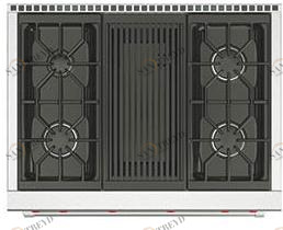 Wolf Встраиваемая газовая плита из нержавеющей стали с решеткой Piani cottura professionali Icbsrt364g 