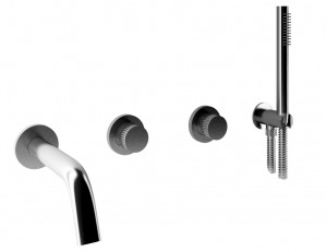 70530 / D Встраиваемый смеситель для ванны и душа из матовой нержавеющей стали 316 с дуплексным душем и прогрессивным картриджем. Bongio Time2020