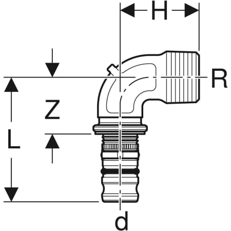 GEBERIT 607.255.00.5 Переходной отвод Geberit Mepla 90°, с наружной резьбой  - Вид №2