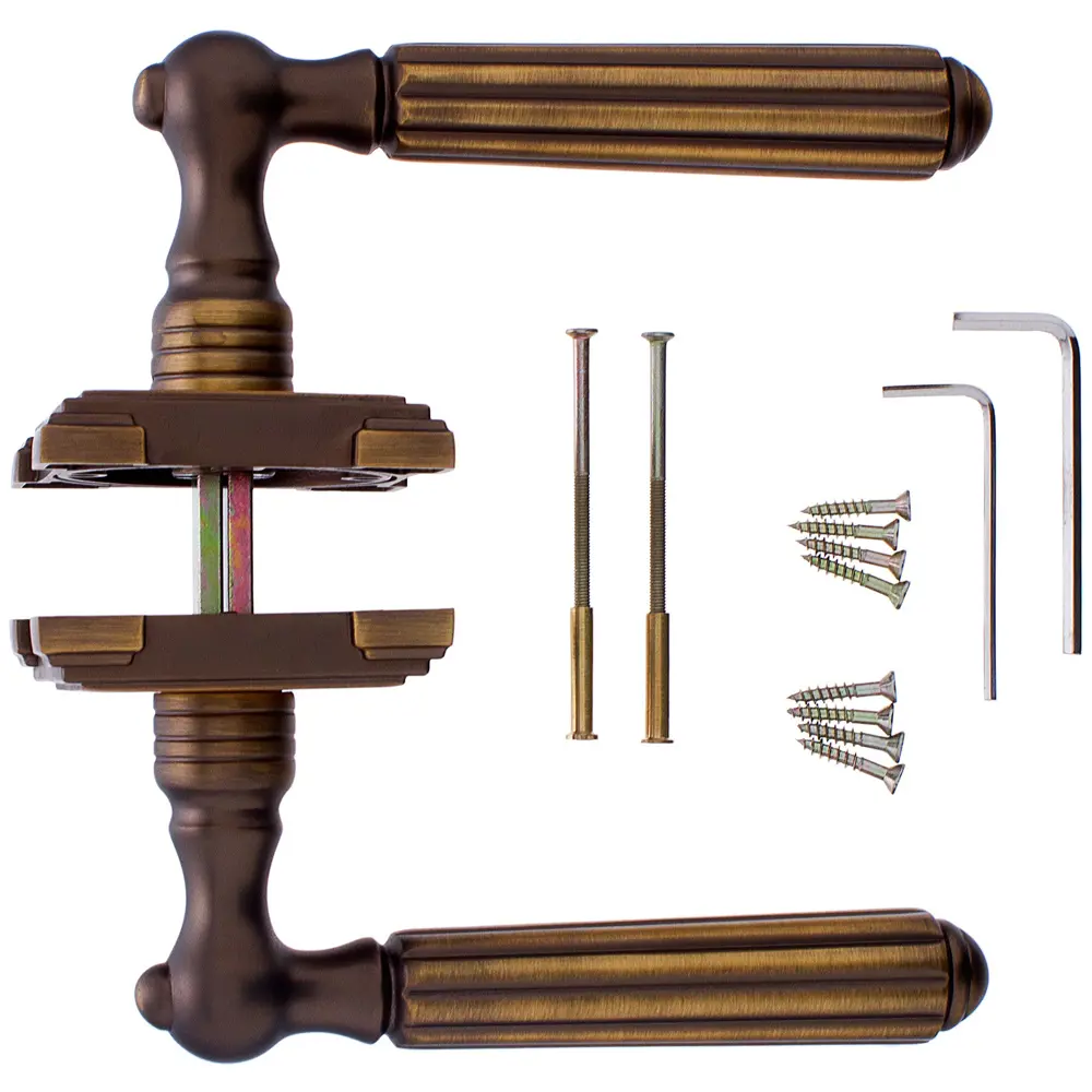 Ручки дверные на розетке Renz Стелла, ЦАМ, цвет кофе STLM-2122744 - Вид №2