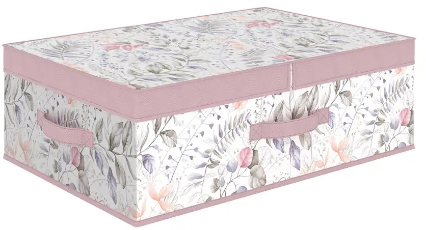 90792274 Коробка Valiant Botanic Lilac 40x18x58 см 41.76 л нетканый материал цвет белый/розовый STLM-1079197