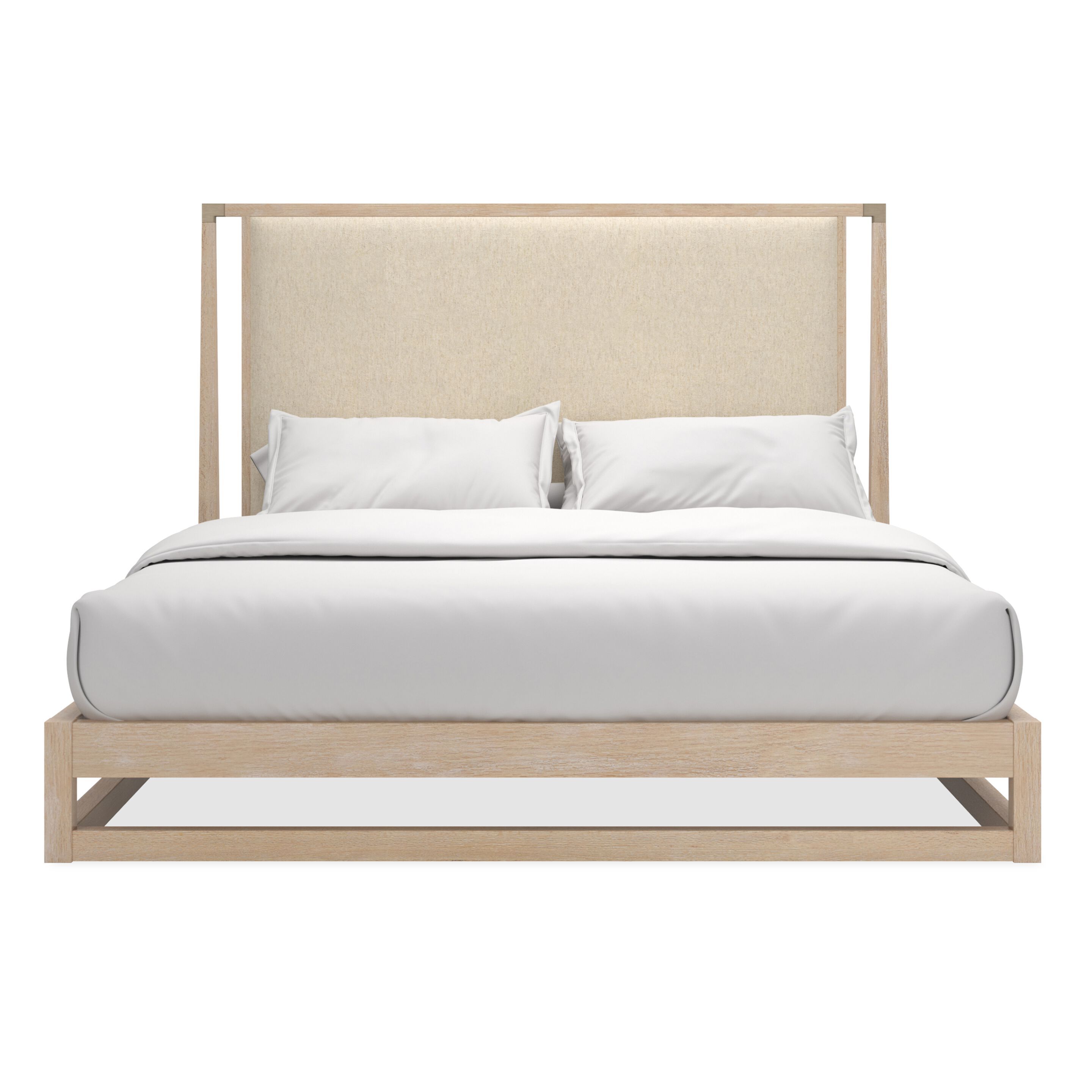 Двуспальная кровать из дерева и ткани с мягким изголовьем Caracole PINSTRIPE UPH ARCH-00150518 - Вид №1