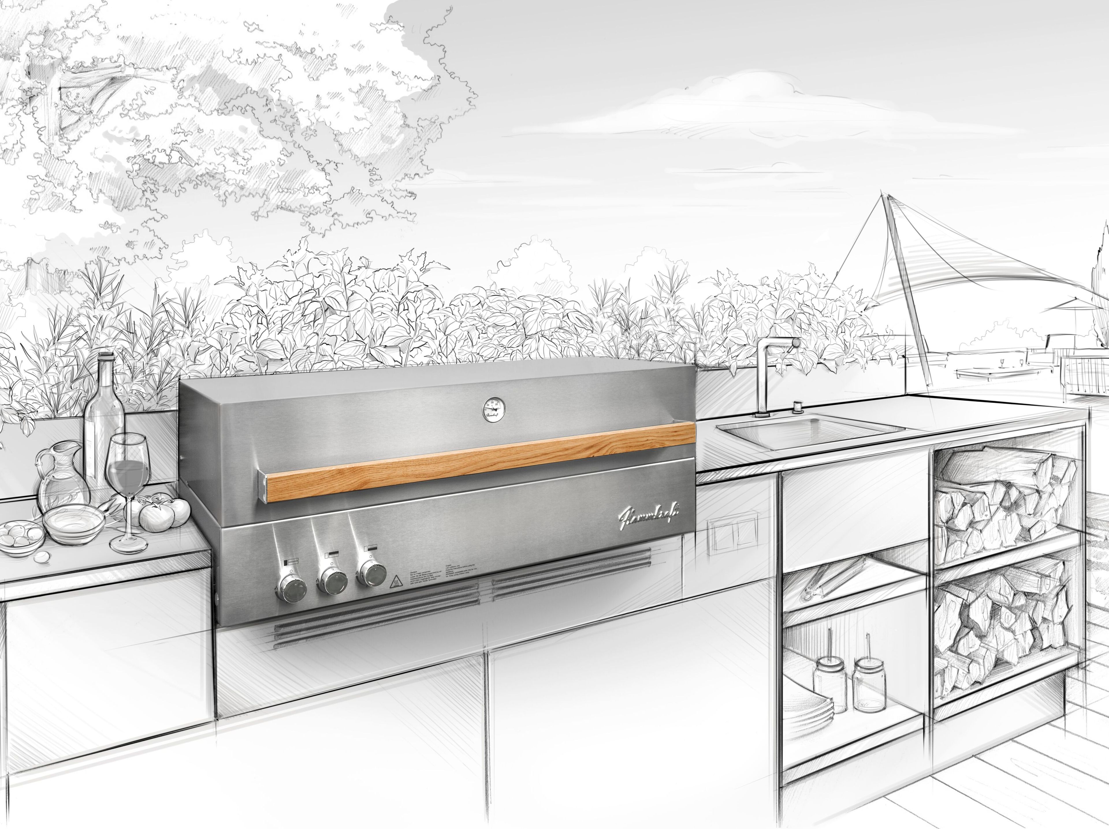 Встраиваемый газовый гриль из нержавеющей стали Flammkraft BLOCK D ARCH-00029170 - Вид №4