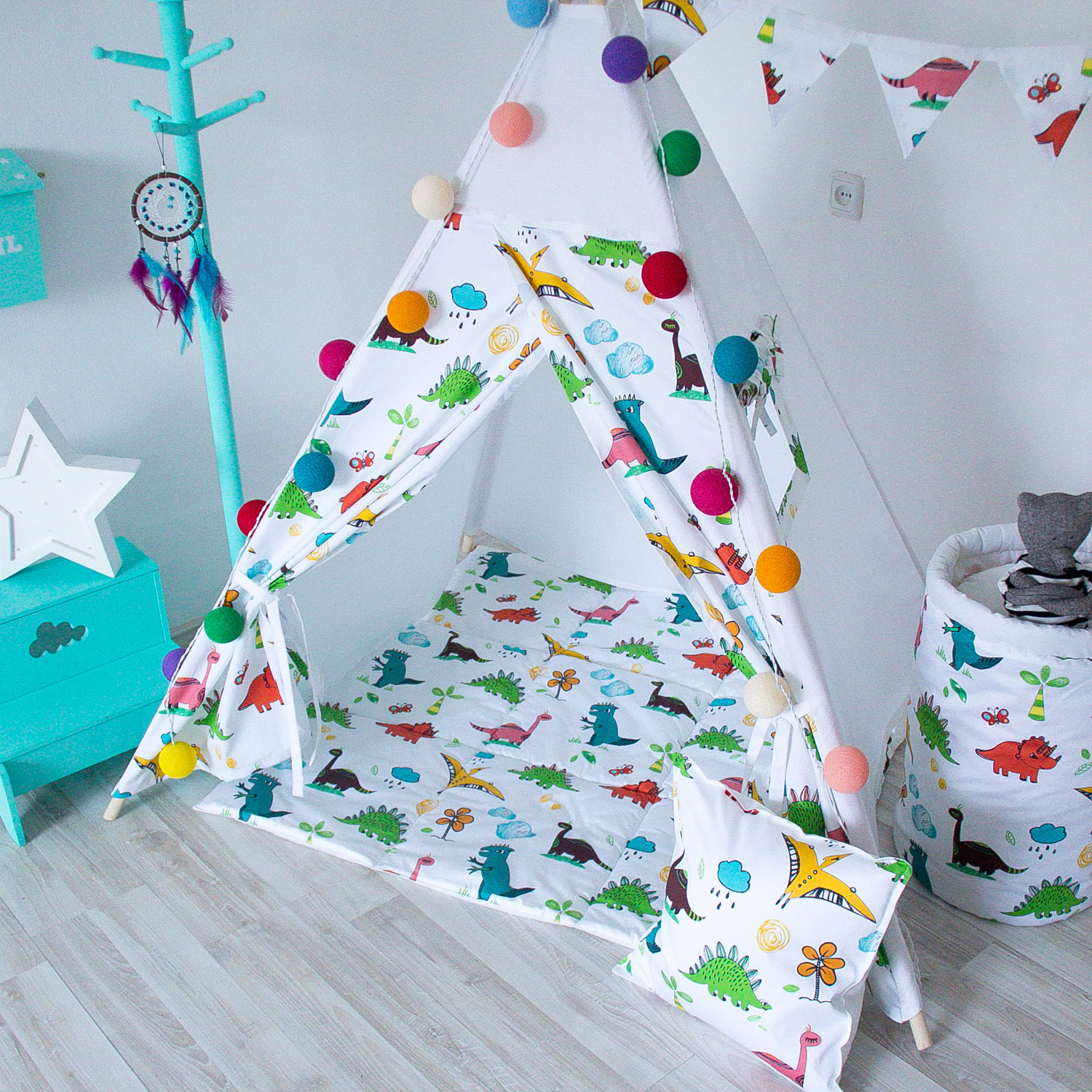 Игровой коврик для вигвама Dino VAMVIGVAM DINO 281605 Красный;желтый;зеленый Santreyd - Вид №3