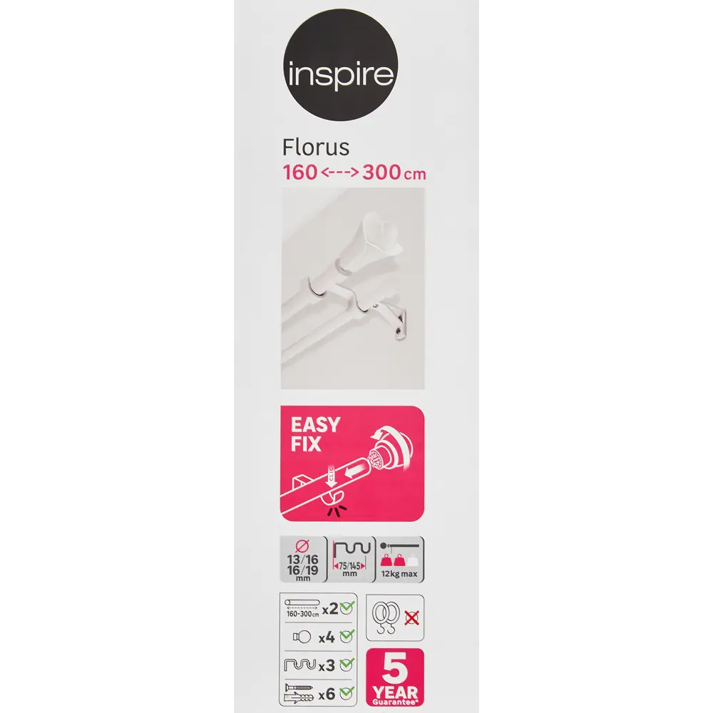 INSPIRE Двухрядный карниз Florus для портьер и тюля 160-300 см 84407284 STLM-0049468 - Вид №5