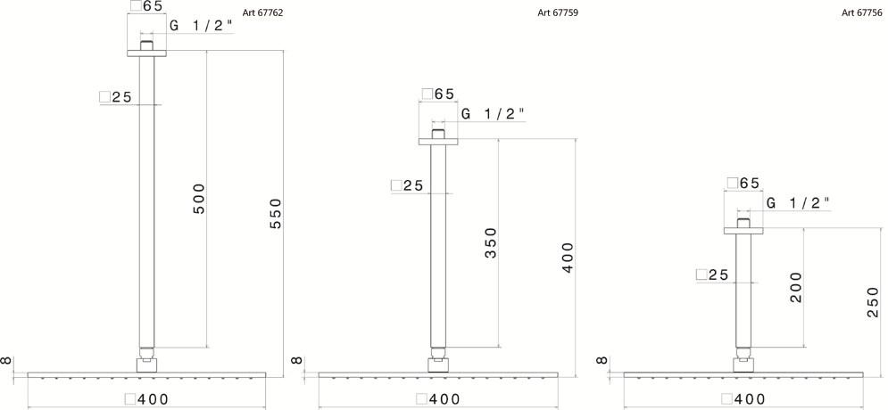 newform Потолочная лейка душа с кронштейном Head showers 67759 - Вид №1