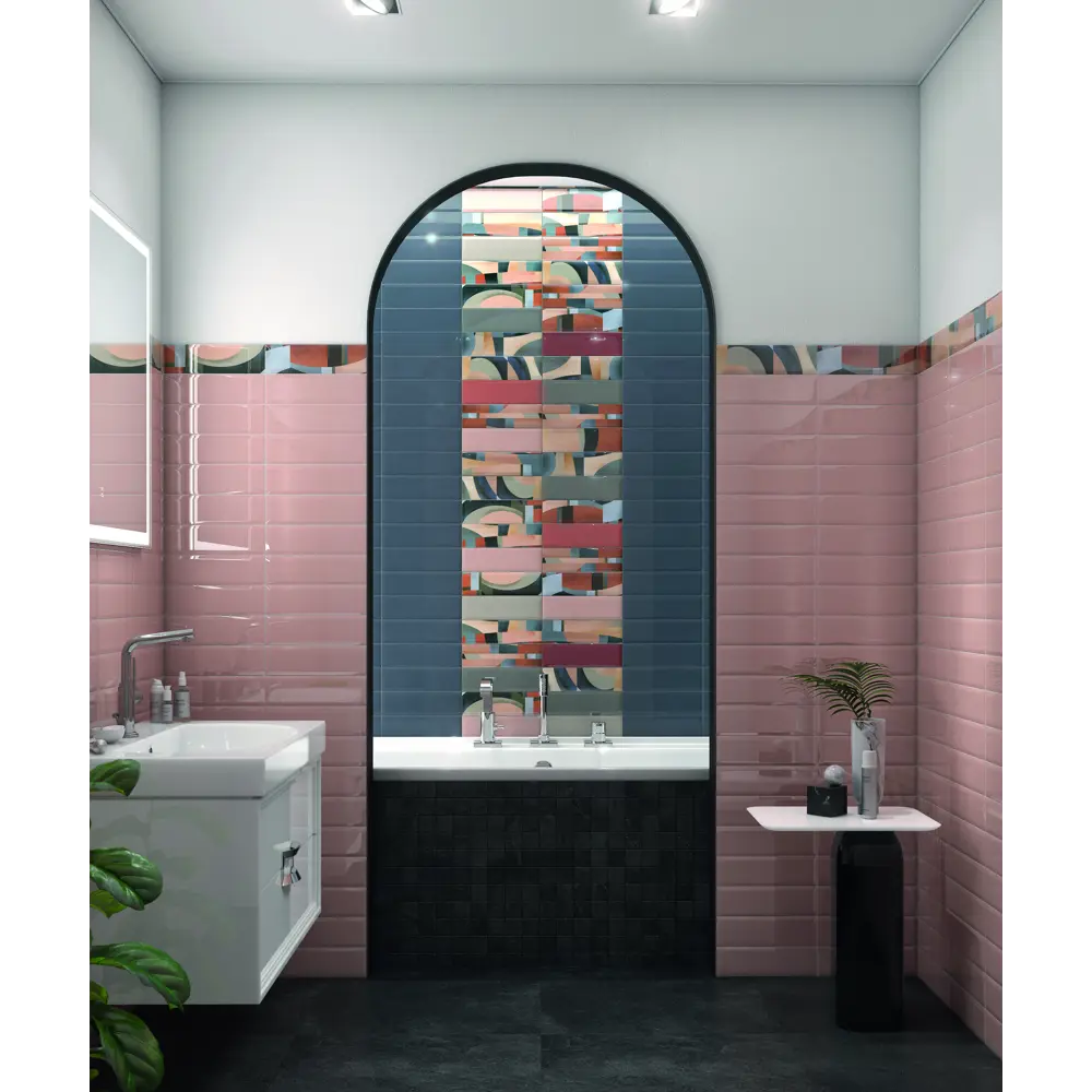 Декор настенный Kerama Marazzi Закат 8.5x28.5см цвет розовый 83024185 STLM-2120365 - Вид №4