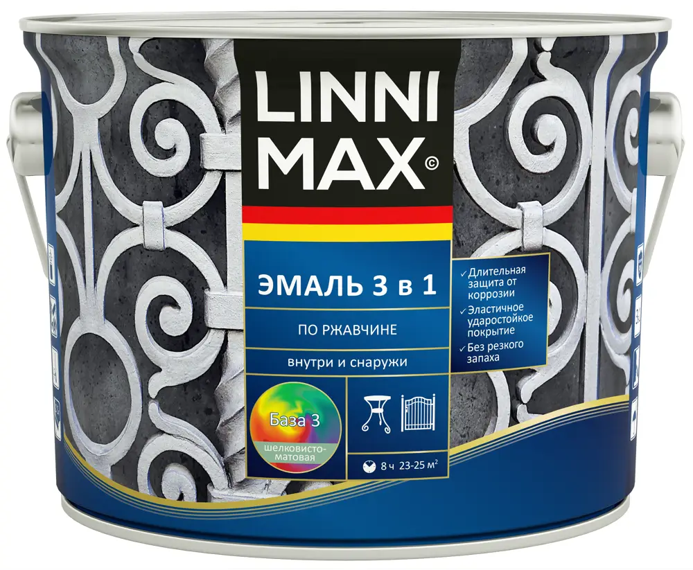 LINNIMAX Грунт-эмаль 3 в 1 - защита от ржавчины для металлических поверхностей 89349609