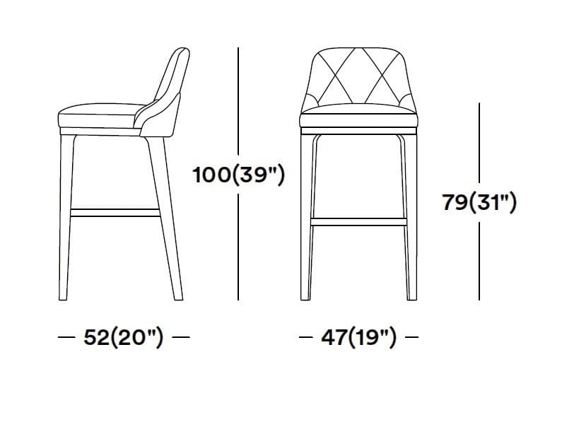Табурет из массива дерева и ткани со спинкой Tirolo Gill ARCH-00055726 - Вид №6