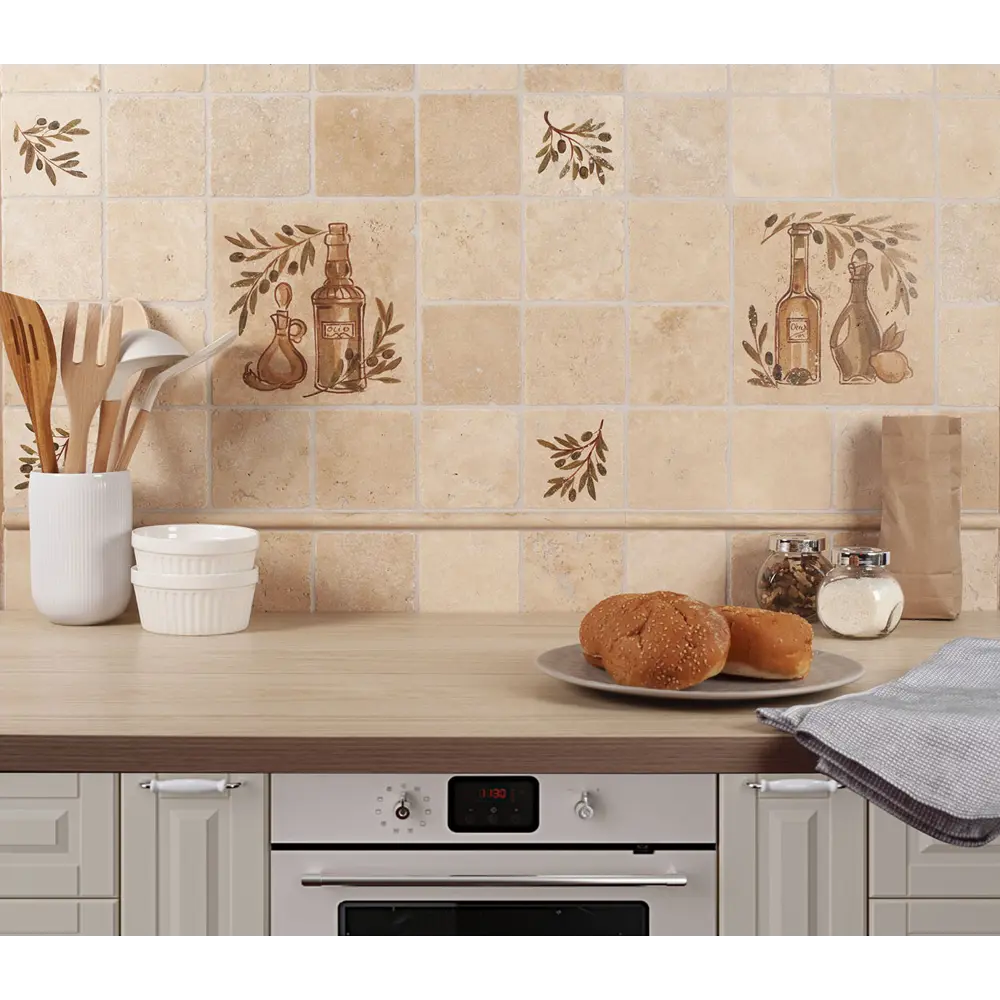 Вставка настенная Provance Оливки 6 10x10 см матовая цвет белый Santreyd STLM-2158333 - Вид №9
