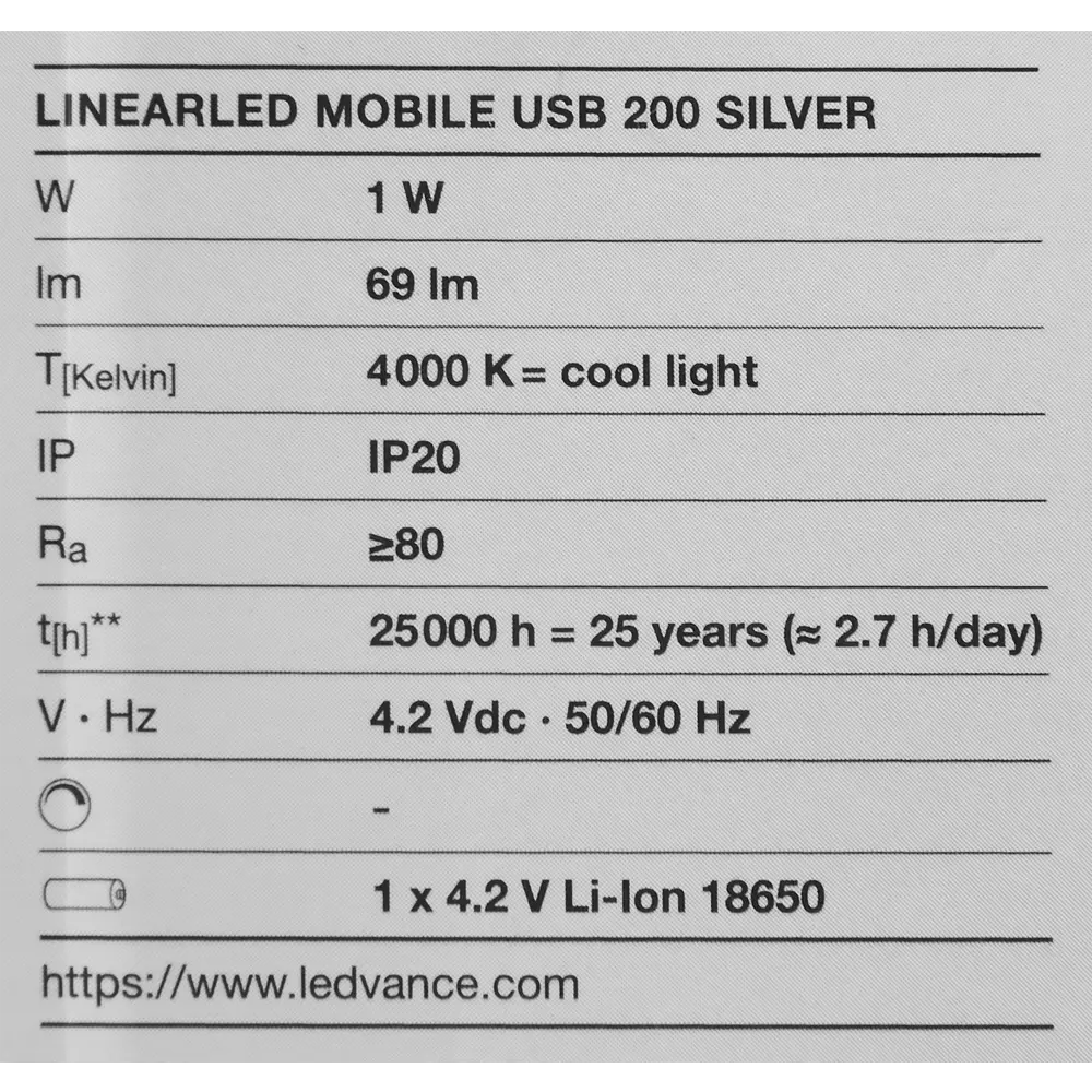 Светильник линейный светодиодный Ledvance Linear LED Mobile 200 мм 1 Вт, нейтральный белый свет, USB STLM-2145998 - Вид №6
