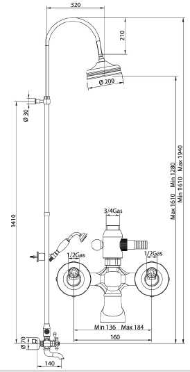 666620YY06 Душевая система Bandini Antica Santreyd - Вид №1