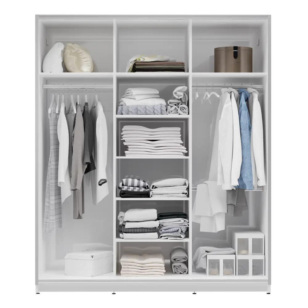 Шкаф-купе Турин Комфорт с 3 дверями 180x213x65 см ЛДСП цвет белый Santreyd STLM-2003022 - Вид №4