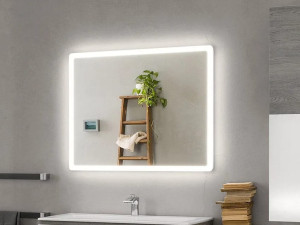 Прямоугольное зеркало для ванной комнаты со встроенным освещением