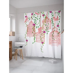 93781856 Штора для ванной JoyArty Домашние голуби из ткани, 180x200 см с крючками STLM-1357614