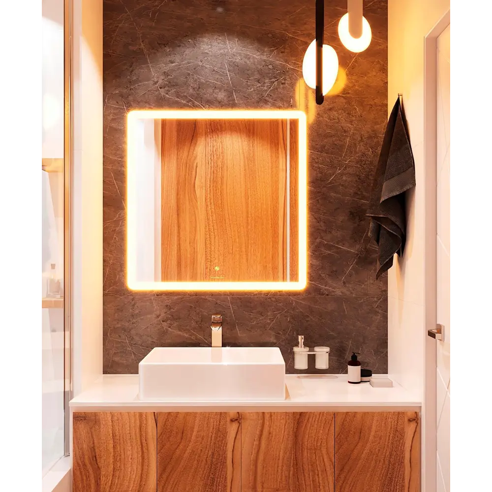 Зеркало для ванной Omega Glass Тип 3 SD313 с подсветкой 80x80 см квадратное STLM-2042015